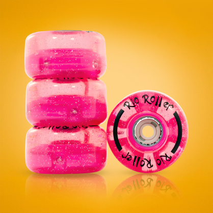 Świecące kółka do wrotek Rio Roller Light Up różowe Pink Glitter 58/33mm