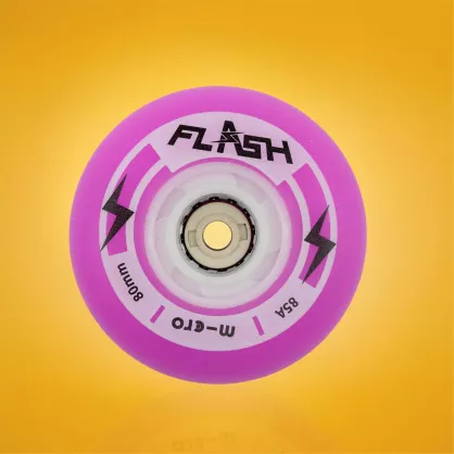Świecące kółka do rolek Micro FLASH 80 mm / 85A fioletowe (4 szt.)