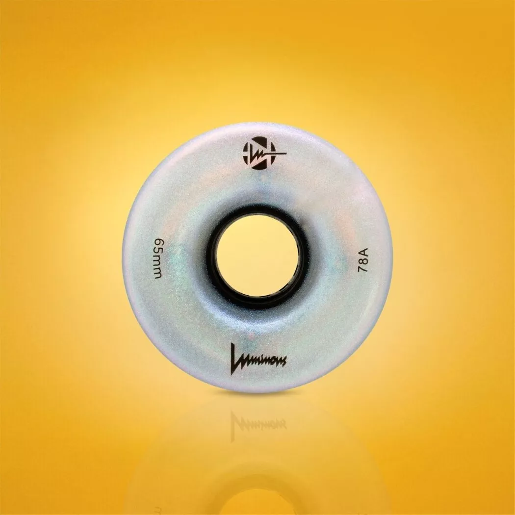 Świecące kółka do wrotek Luminous LED 65x37mm/78a biała perła z brokatem (4szt.)