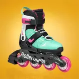 Rolki dziecięce Rollerblade Microblade XT czarno-miętowo-różowe