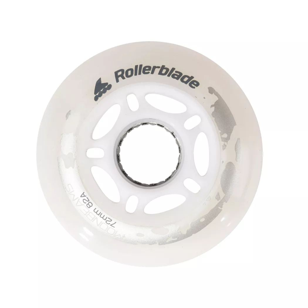 Kółka świecące do rolek Rollerblade Moonbeams Led białe 72mm/82a (4 szt.)