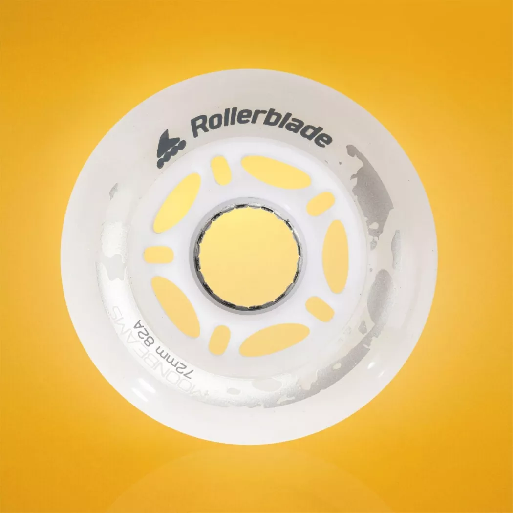 Kółka świecące do rolek Rollerblade Moonbeams Led białe 72mm/82a (4 szt.)