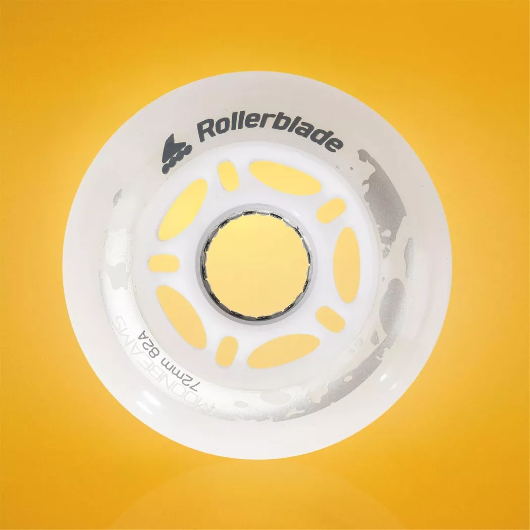 Kółka świecące do rolek Rollerblade Moonbeams Led białe 72mm/82a (4 szt.)
