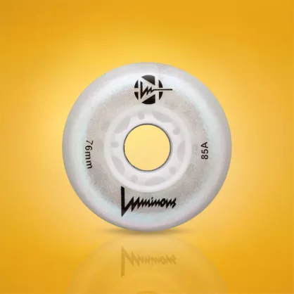Świecące kółka Luminous LED 76 mm / 85A biała perła z brokatem (4 szt.)