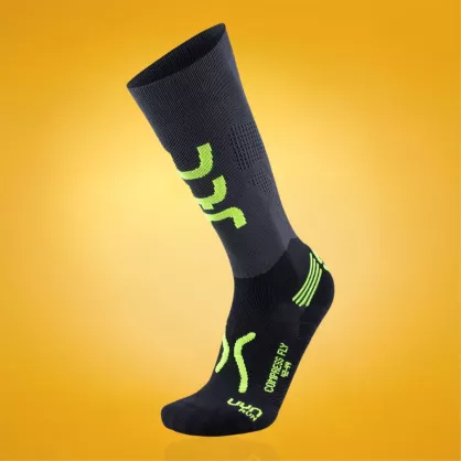 Skarpety męskie UYN Run Compression Fly szaro-limonkowe