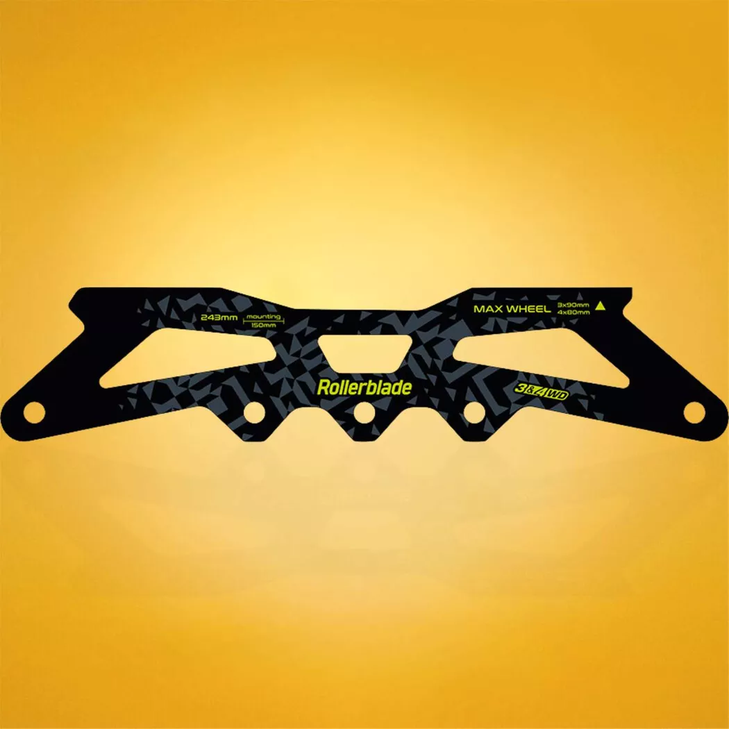 Szyny Rollerblade Apex 243mm 3x90mm/4x80mm 150mm ze śrubami czarno-limonkowe