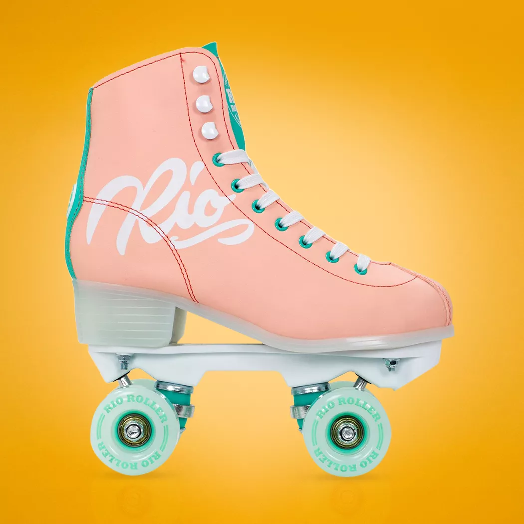 Wrotki dla dorosłych - Wrotki Rio Roller Script brzoskwiniowo-zielone