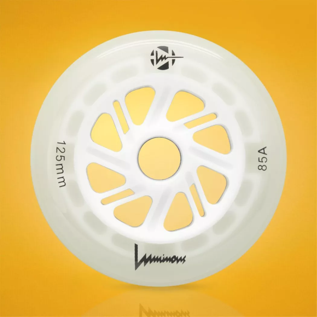Świecące kółka do rolek Luminous LED 125mm/85a fluorescencyjne białe (3szt.)