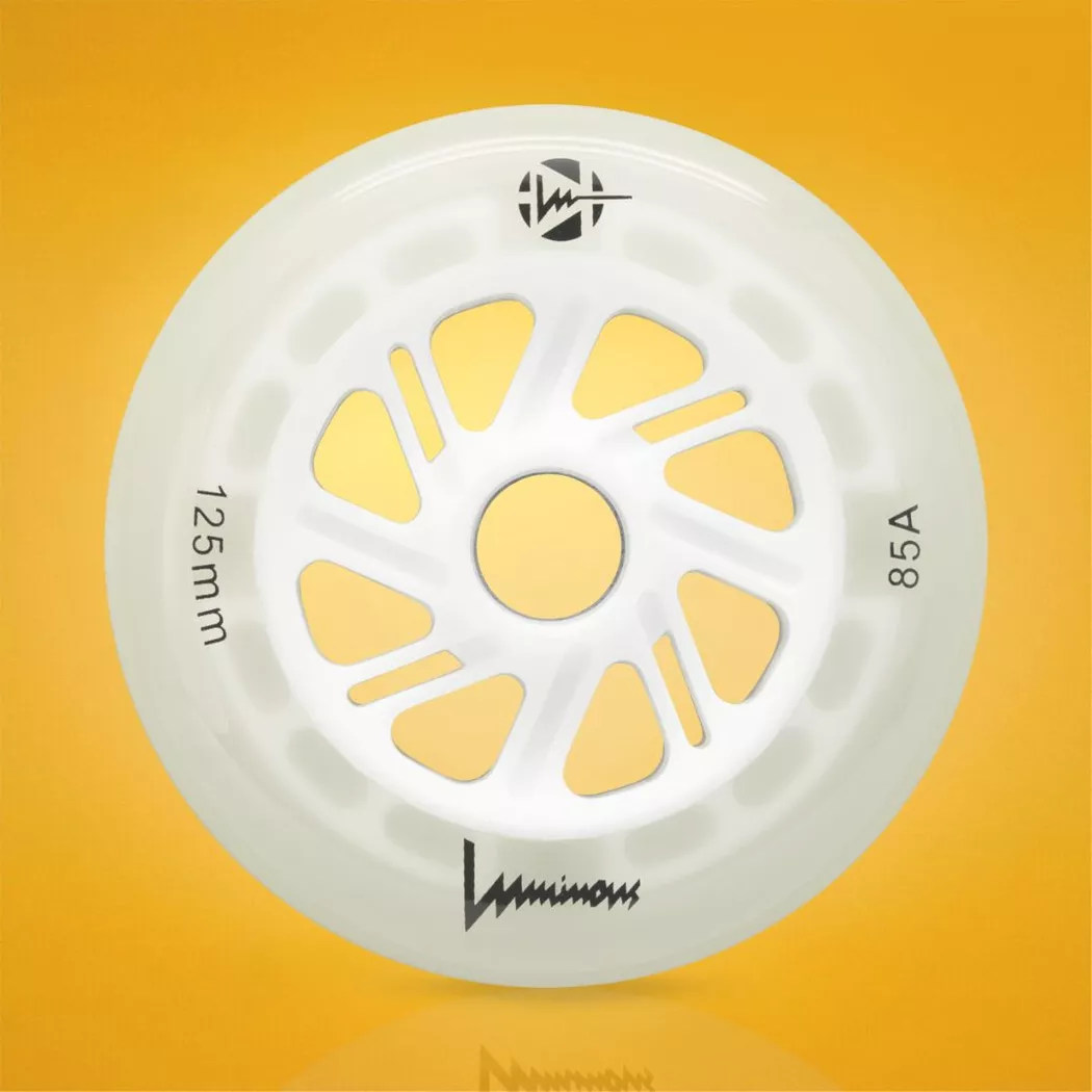 Świecące kółka do rolek Luminous LED 125mm/85a fluorescencyjne białe (3szt.)