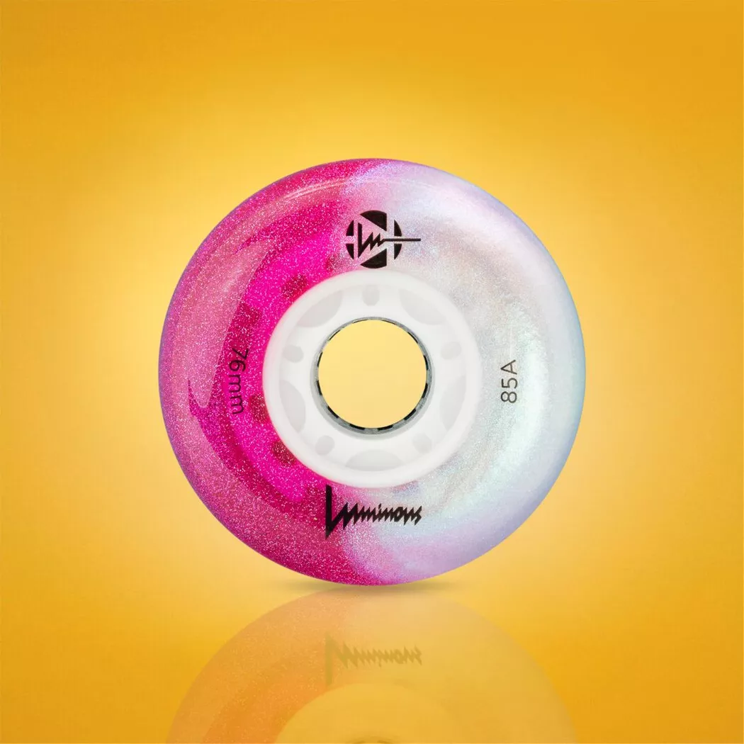 Świecące kółka Luminous LED 76mm/85a biało-różowe z brokatem (4szt.)