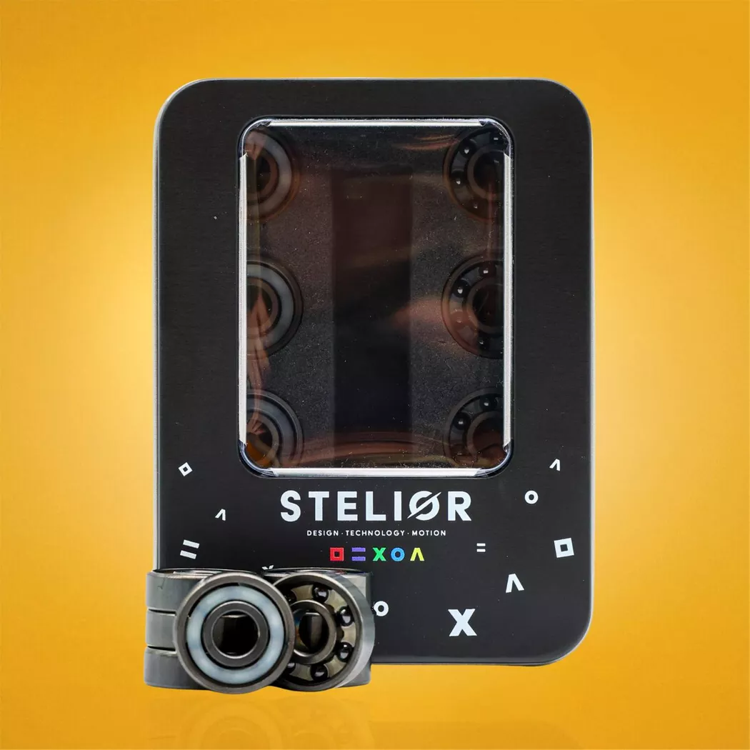 Łożyska hybrydowe czarne Stelior Black Ceramic do rolek (16 szt.)