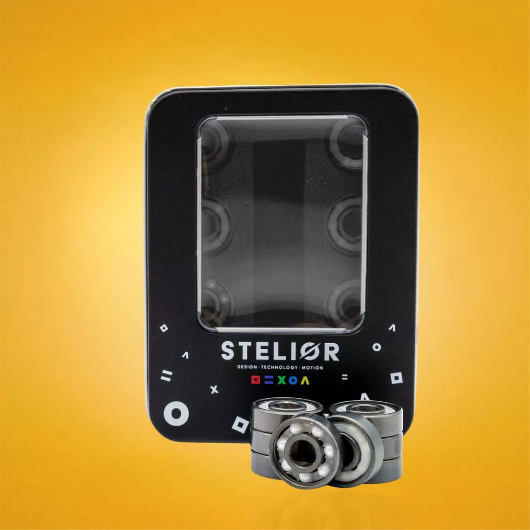 Łożyska hybrydowe czarne Stelior White Ceramic do rolek (16 szt.)