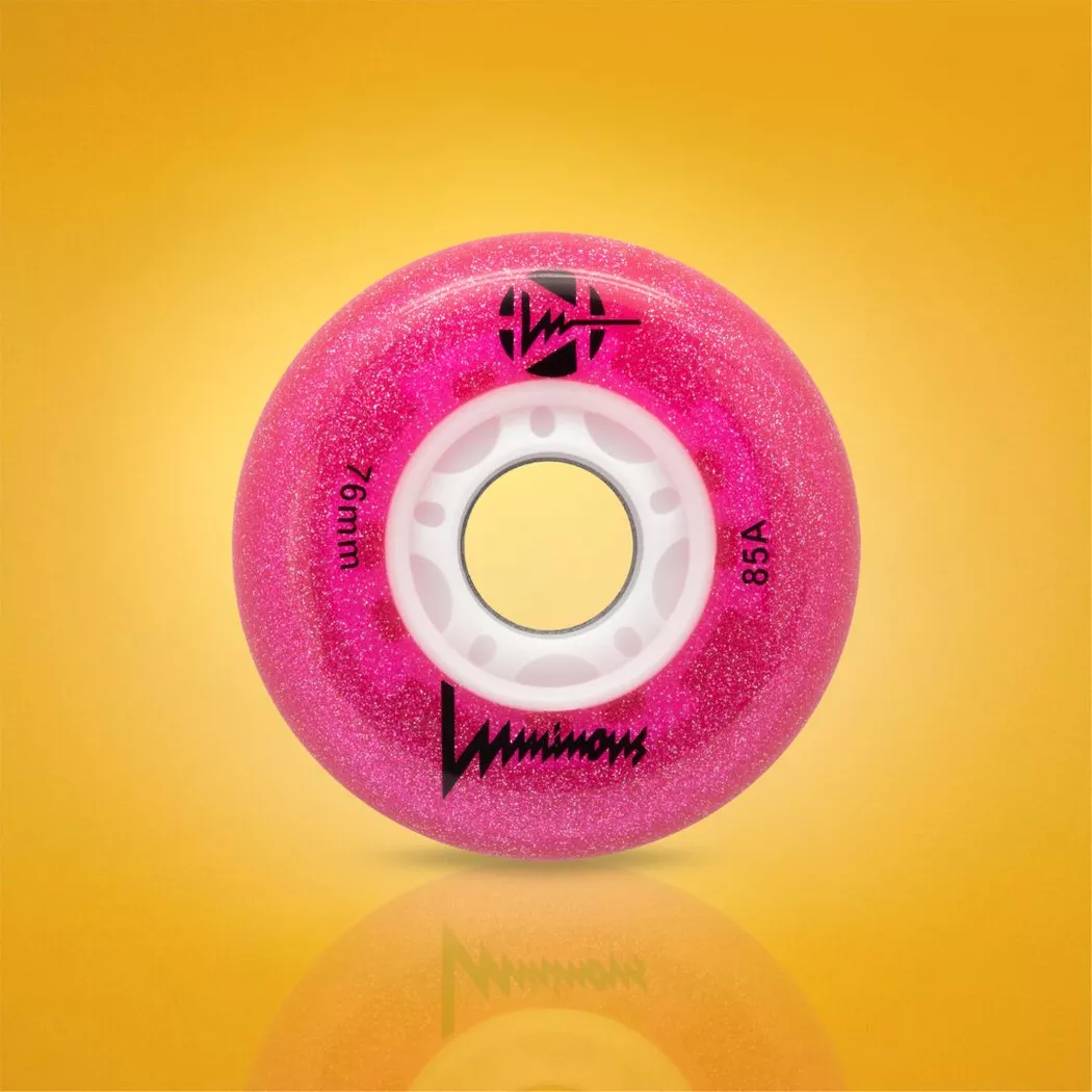 Świecące kółka Luminous LED 76mm/85a różowe z brokatem (4szt.)