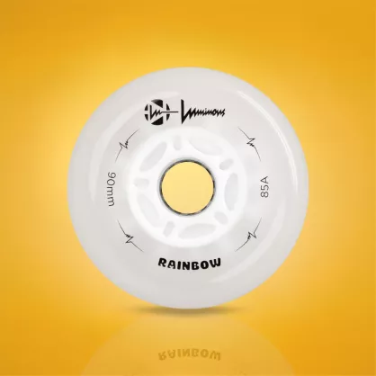 Świecące kółka Luminous LED 90 mm / 85A białe tęczowe rainbow (4 szt.)