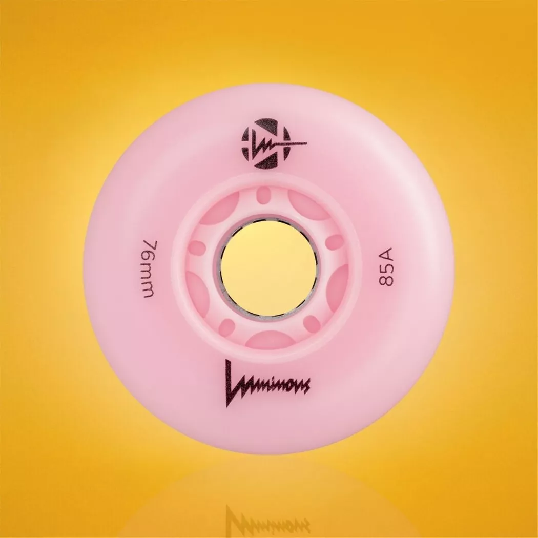 Kółka świecące do rolek Luminous LED 76mm/85a jasno-różowe flaming (4 szt.)