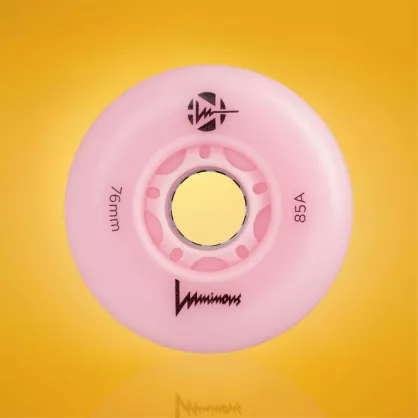 Kółka świecące do rolek Luminous LED 76 mm / 85A jasno-różowe flaming (4 szt.)