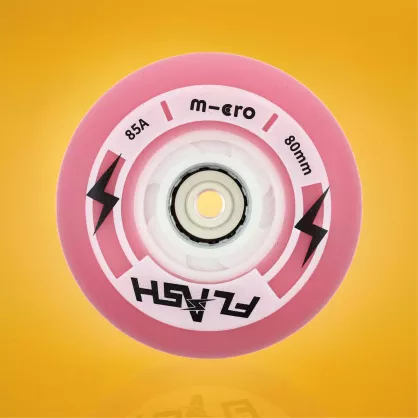 Świecące kółka do rolek Micro FLASH 80 mm / 85A różowe (4 szt.)