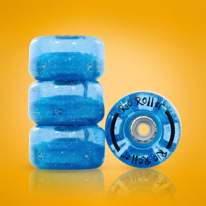 Świecące kółka do wrotek Rio Roller Light Up niebieskie Blue Glitter 58/32mm