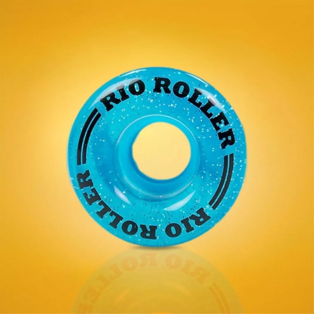 Świecące kółka do wrotek Rio Roller Light Up 58x33mm/82a niebieskie z brokatem (4szt.)