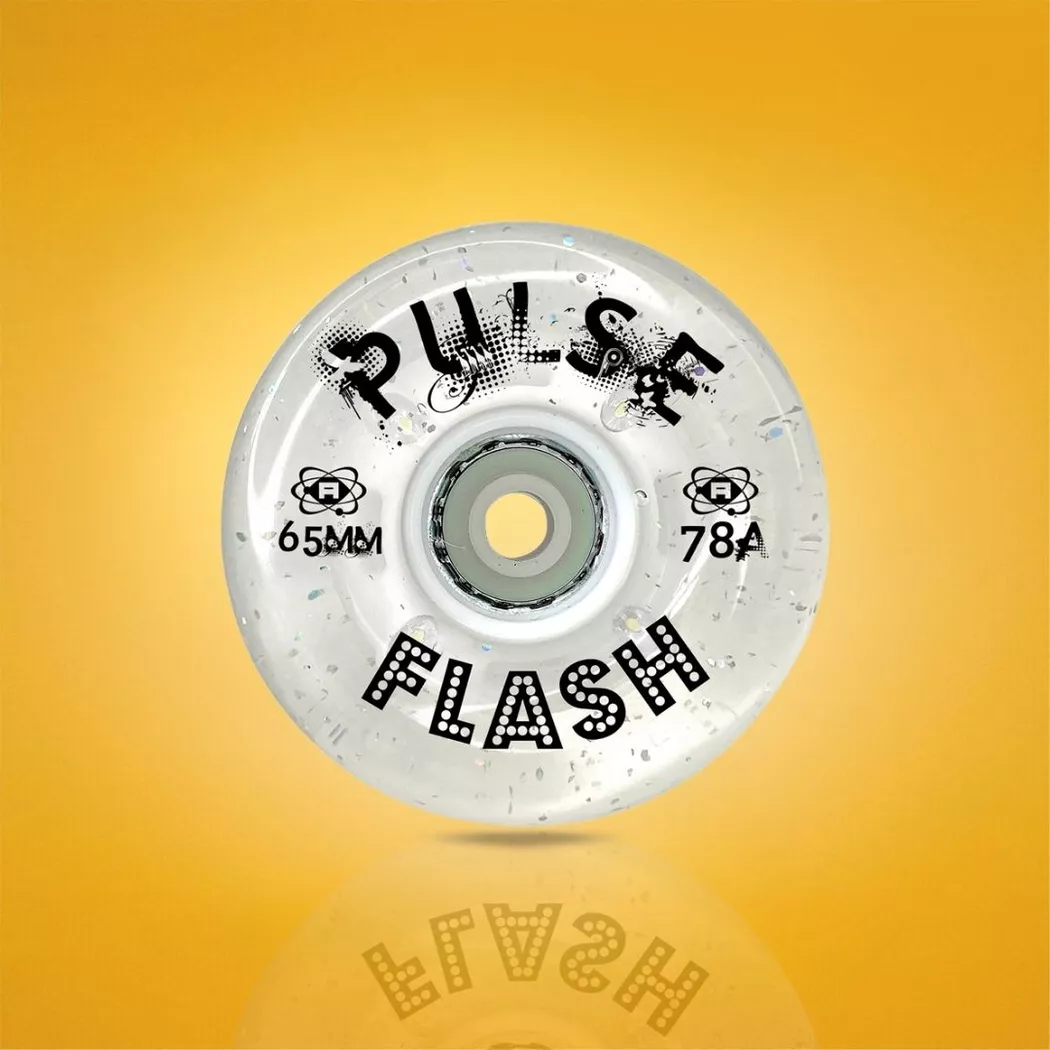Świecące kółka do wrotek Atom Pulse Flash 65x37mm/78a przezroczyste z brokatem (4szt.)