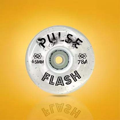 Świecące kółka do wrotek Atom Pulse Flash 65x37mm/78a przezroczyste z brokatem (4 szt.)
