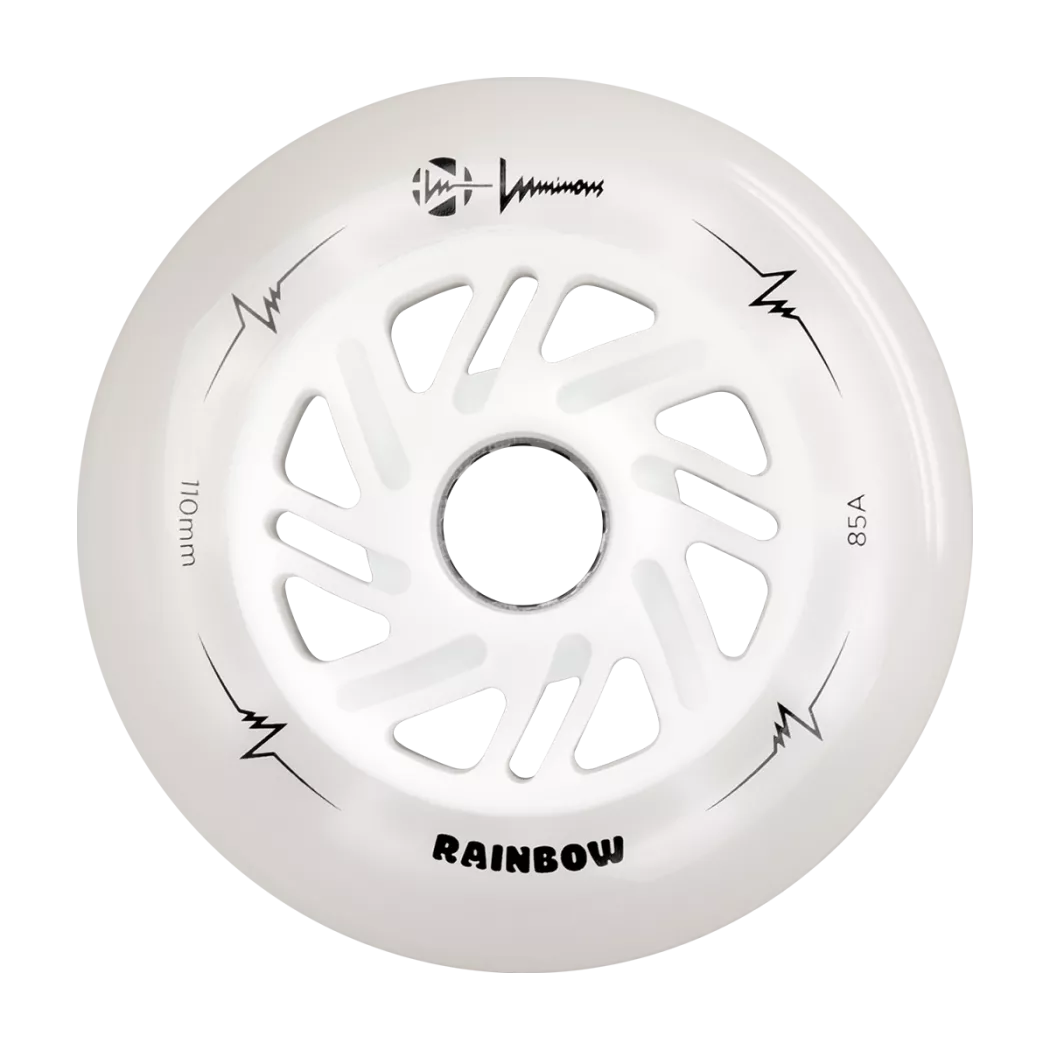 Kółka świecące do rolek Luminous LED 110mm/85a białe rainbow (3 szt.)