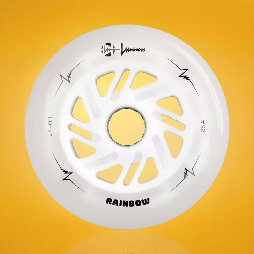 Kółka świecące do rolek Luminous LED 110mm/85a białe rainbow (3 szt.)
