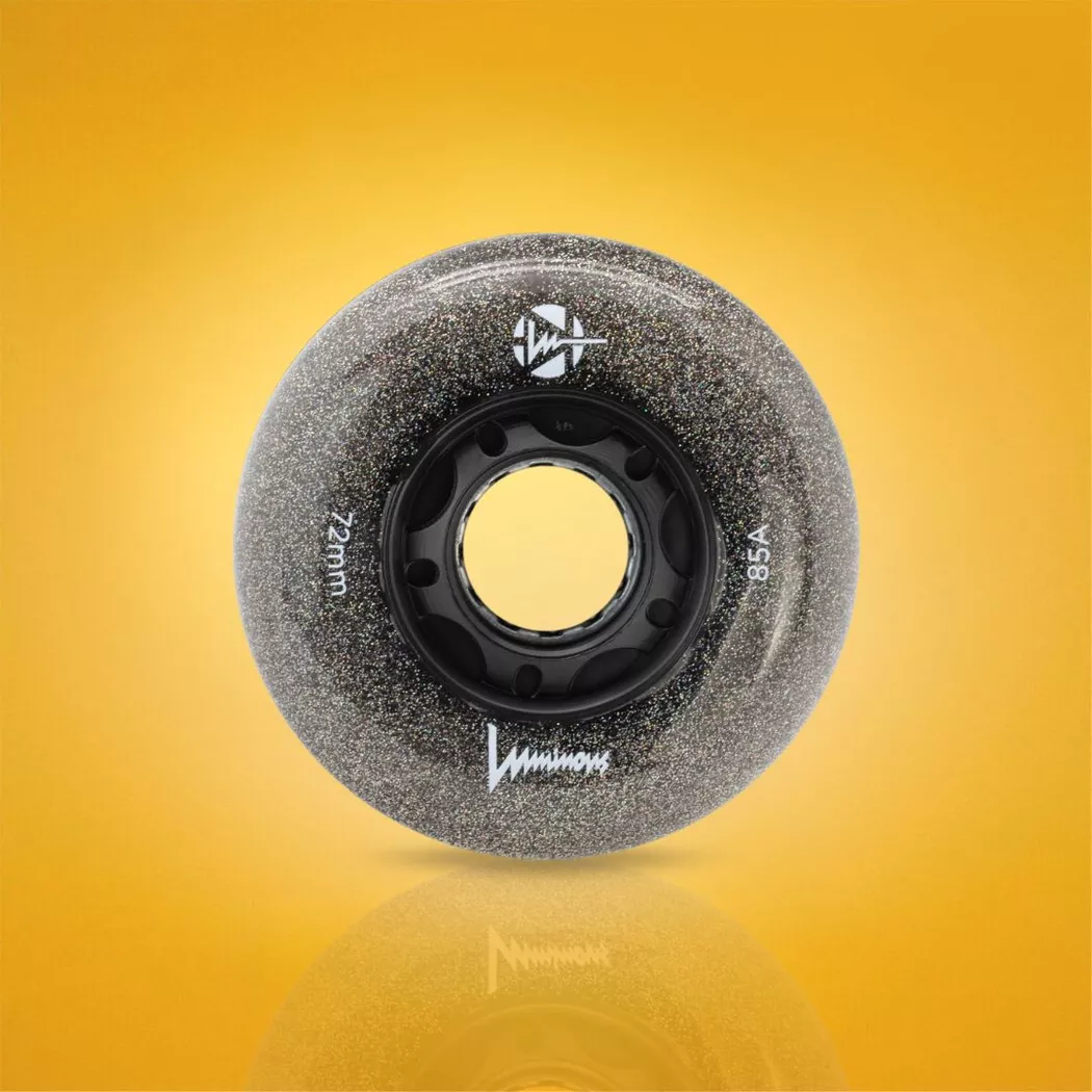 Świecące kółka Luminous LED 72mm/85a czarne z brokatem (4szt.)