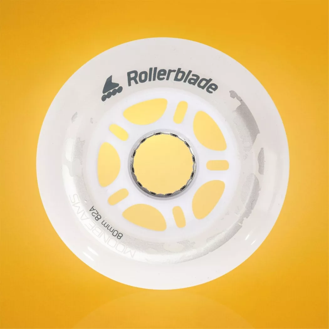 Kółka świecące do rolek Rollerblade Moonbeams Led białe 80mm/82a (4 szt.)