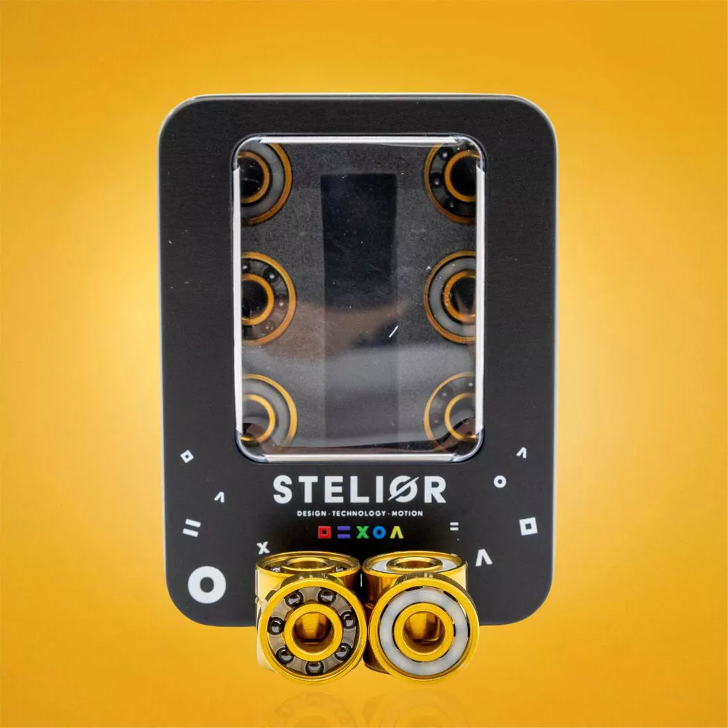 Łożyska hybrydowe złote Stelior Black Ceramic do rolek (16 szt.)