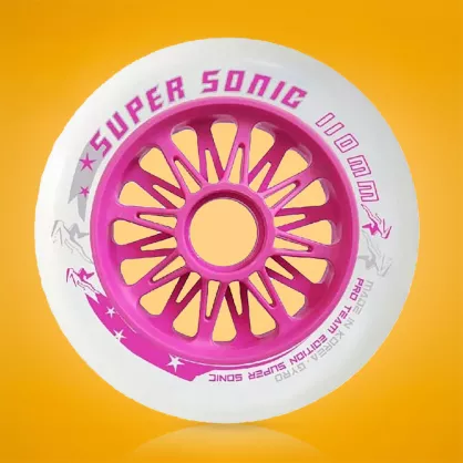 Kółka do rolek Gyro Super Sonic 110 mm / 86A biało-różowe (1 szt.)