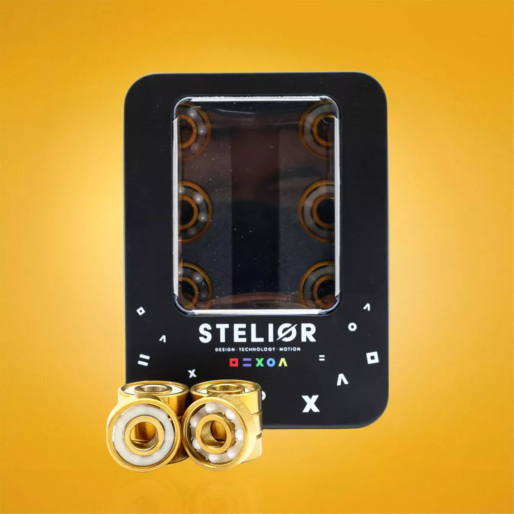 Łożyska hybrydowe złote Stelior White Ceramic do rolek (16 szt.)