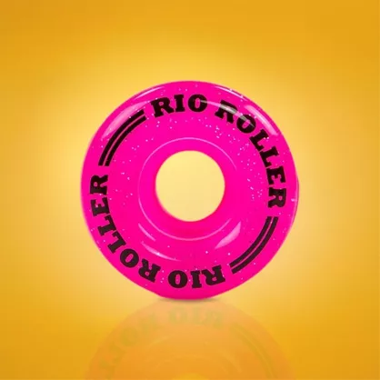 Świecące kółka do wrotek Rio Roller Light Up 58x33mm/82a różowe z brokatem (4 szt.)