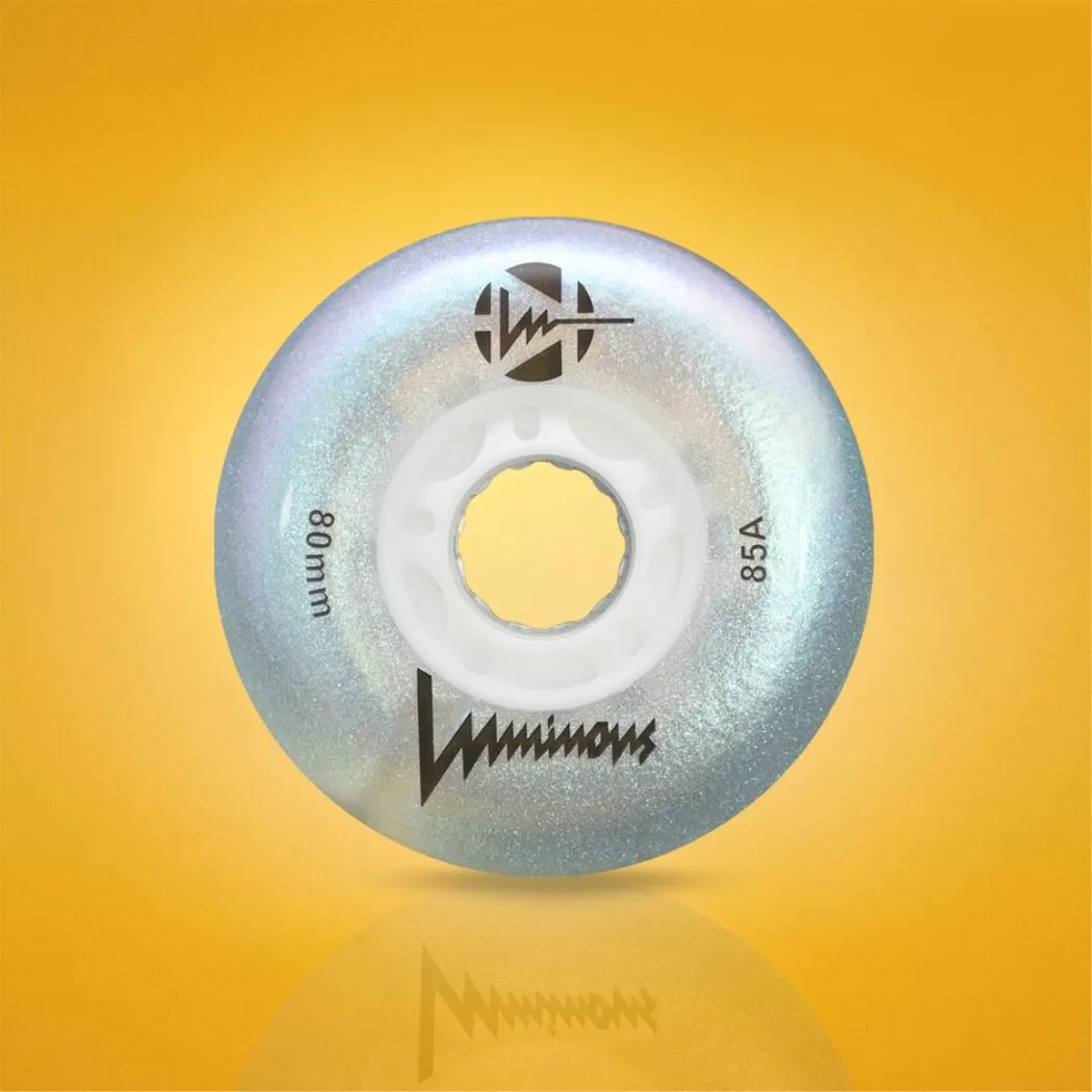 Świecące kółka Luminous LED 80mm/85a biała perła z brokatem (4szt.)