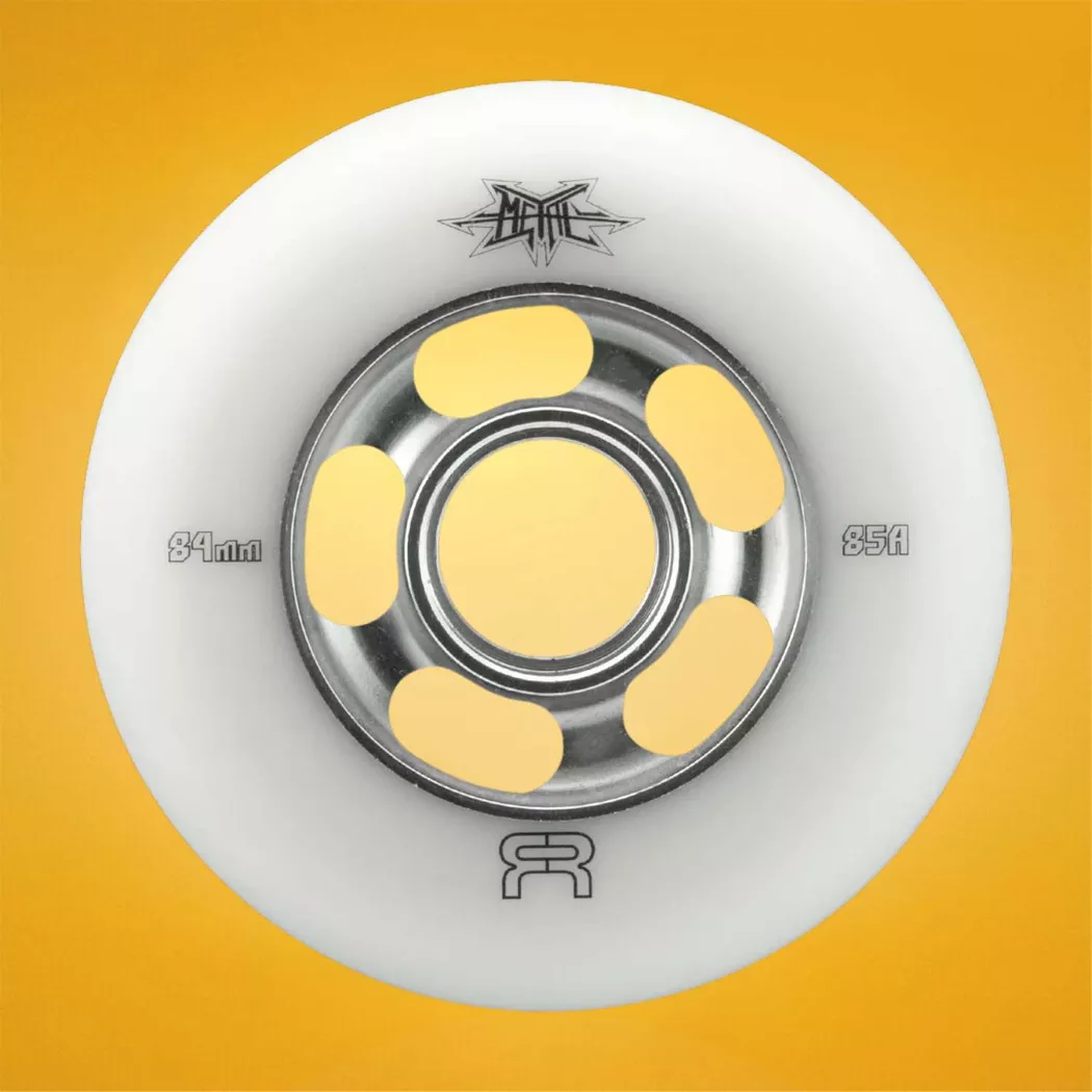 Kółka do rolek FR Skates - Metal Wheels białe 84mm/85a (4 szt.)