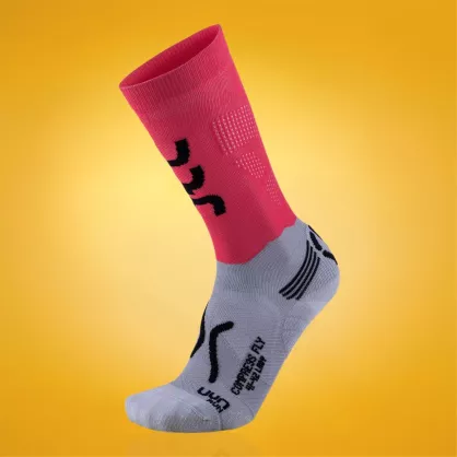 Skarpety damskie UYN Run Compression Fly szaro-koralowe