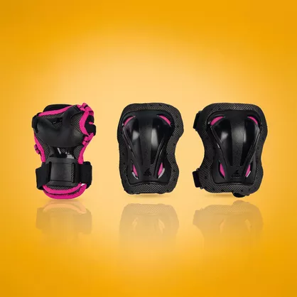 Ochraniacze dziecięce Rollerblade Skate Gear Junior 3-pak czarno-różowe