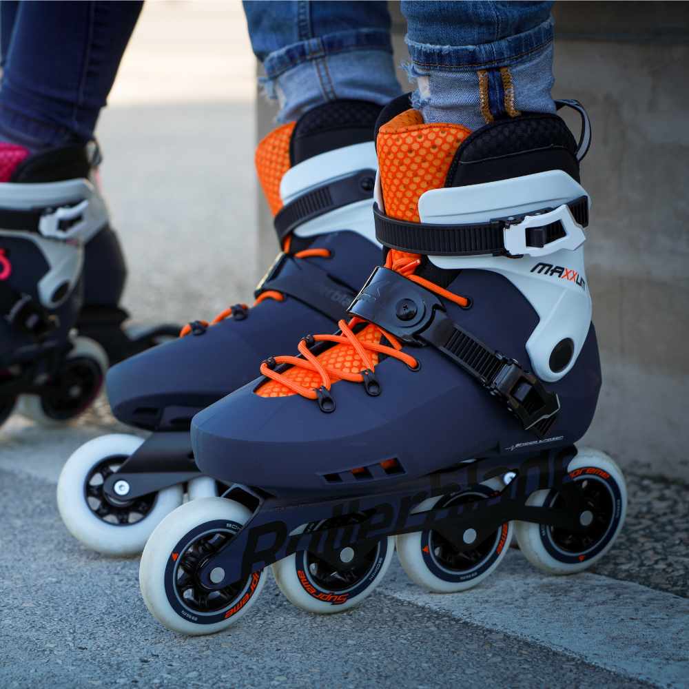 Rolki Rollerblade Maxxum Edge 90 pomarańczowo-granatowe