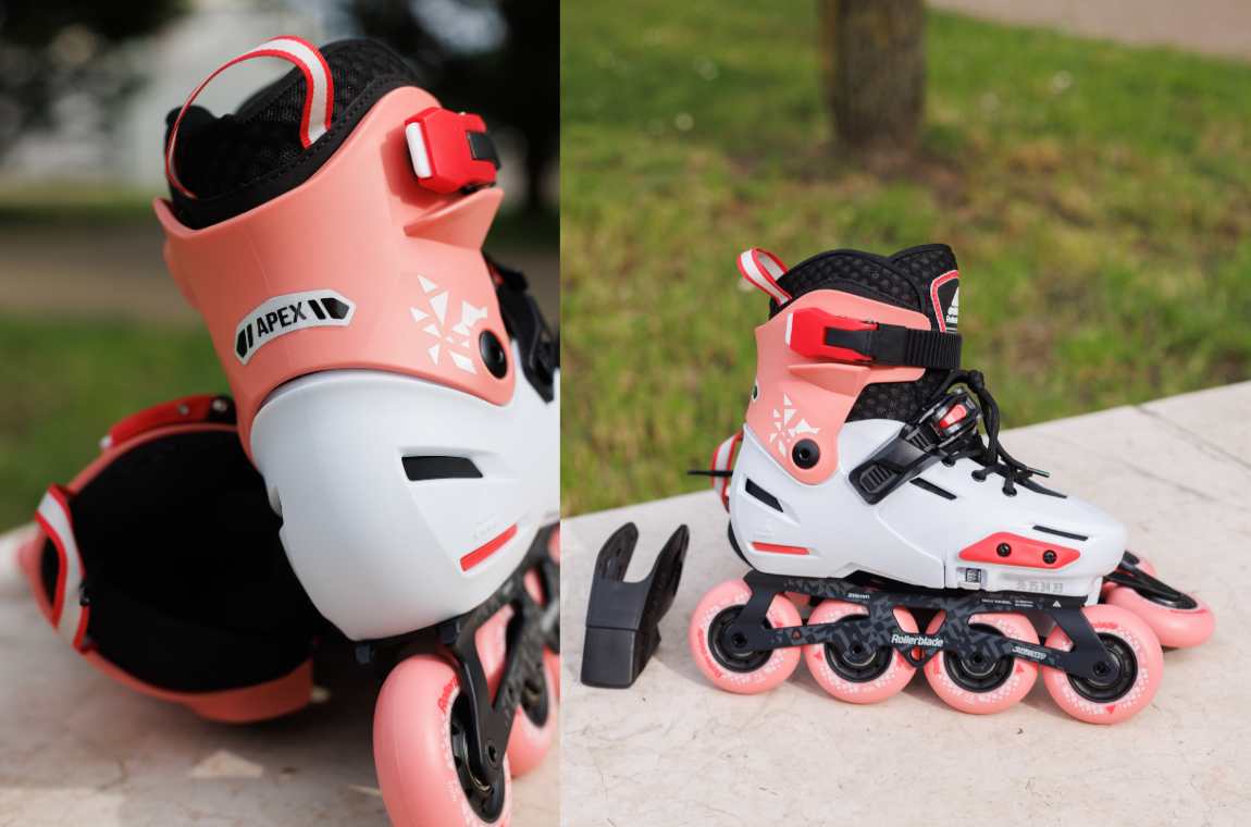Rolki dziecięce Rollerblade Apex platynowo-koralowe