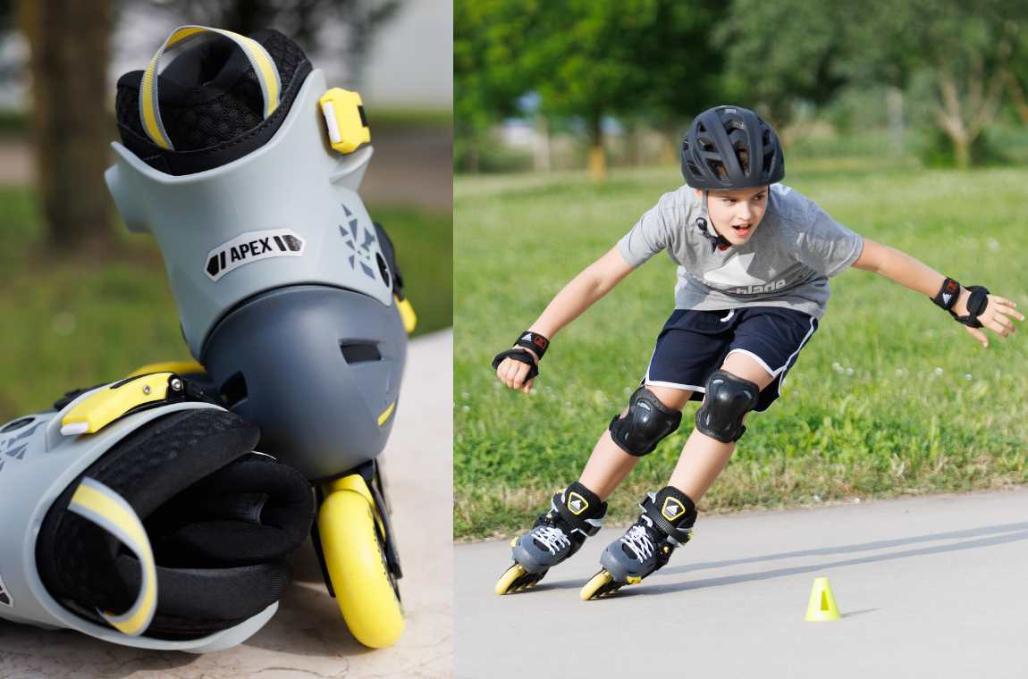 Rolki dziecięce Rollerblade Apex szaro-żółte